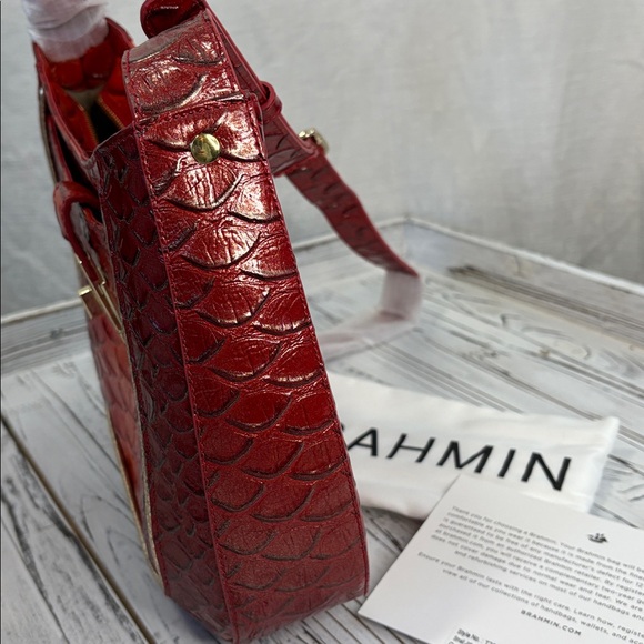 Brahmin Small Johanna Crossbody Purse . Heat Brasilia . Red Gold . NWT - Picture 9 of 11